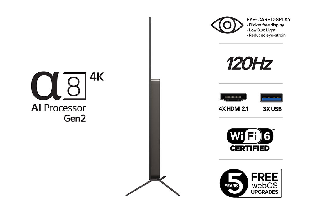 LG 55'' OLED AI B5 4K Smart TV 2025, Sidevisning av LG OLED AI B5 4K Smart TV., OLED55B56LA, thumbnail 3