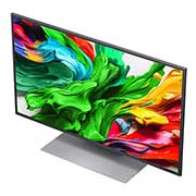LG 50'' QNED AI QNED87 4K Smart TV 2025, Alpha 8 AI Processor Gen2 lyser oransje og rosa, og fargerike lysglimt stråler ut av den. Tittelen sier noe om hvordan prosessoren gir 4K-kvalitet, enestående farge og lysstyrke. Bildetekster leses om, 50QNED87A6D, thumbnail 6