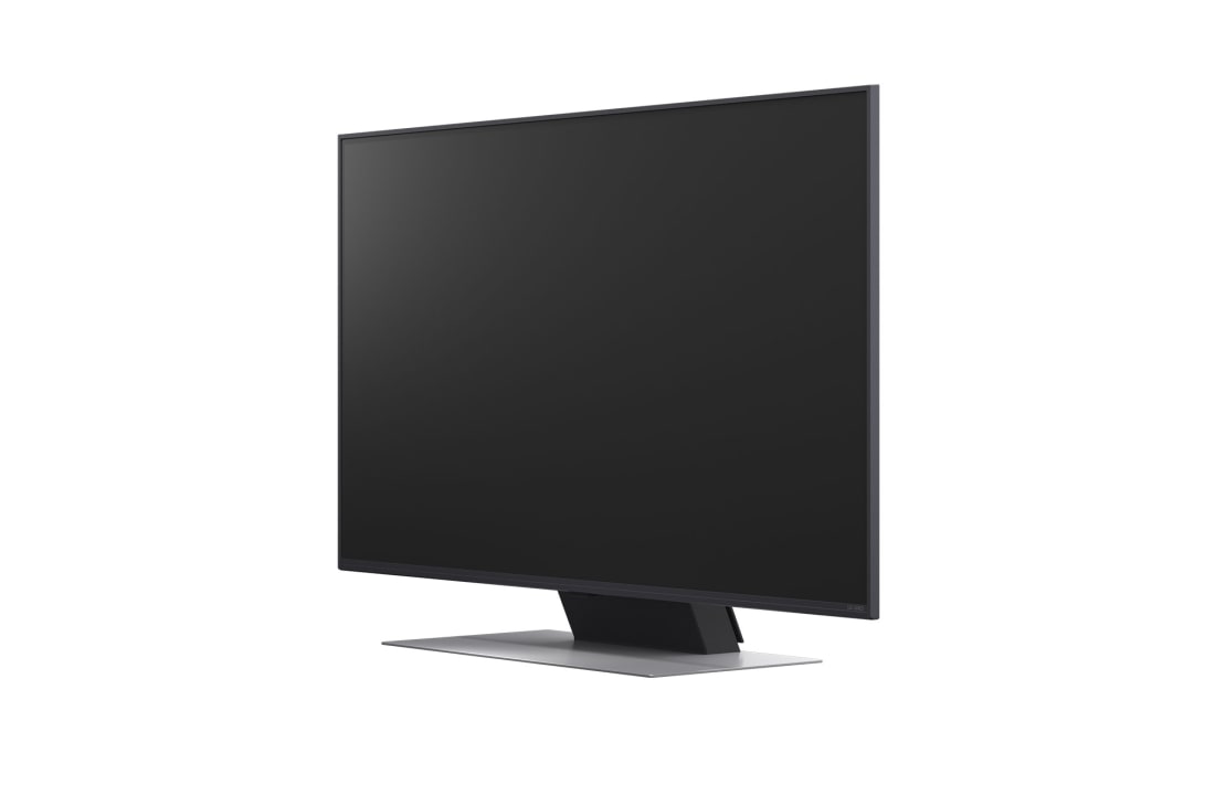 LG 50'' QNED AI QNED87 4K Smart TV 2025, LG AI Magic Remote er i forgrunnen. AI-knappens ikon er fremhevet. I bakgrunnen ses LG webOS UI. Muspekeren viser at fjernkontrollen er i bruk. Teksten forklarer hvordan fjernkontrollens funksjoner og, 50QNED87A6D, thumbnail 12