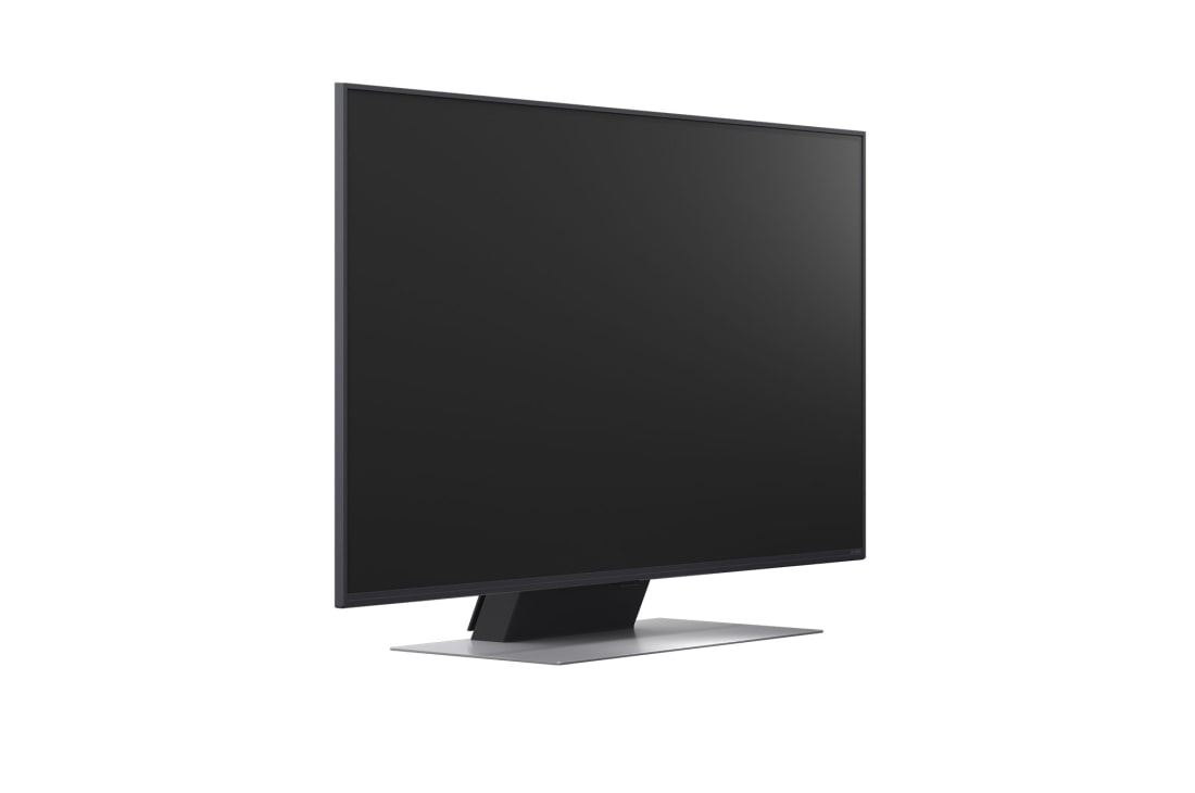 LG 50'' QNED AI QNED87 4K Smart TV 2025, LG AI Magic Remote er i forgrunnen. AI-knappens ikon er fremhevet. I bakgrunnen ses LG webOS UI. Muspekeren viser at fjernkontrollen er i bruk. Teksten forklarer hvordan fjernkontrollens funksjoner og, 50QNED87A6D, thumbnail 13