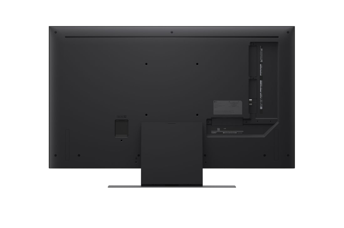 LG 50'' QNED AI QNED87 4K Smart TV 2025, LG AI Magic Remote er i forgrunnen. AI-knappens ikon er fremhevet. I bakgrunnen ses LG webOS UI. Muspekeren viser at fjernkontrollen er i bruk. Teksten forklarer hvordan fjernkontrollens funksjoner og, 50QNED87A6D, thumbnail 15