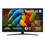 LG 86'' NanoCell AI NANO81 4K Smart TV 2025, NanoCell TV sett forfra, LG NanoCell AI-logo øverst i hjørnet. LG NanoCell NANO80-TV-en viser fargerike, malerilignende teksturer som smelter sammen., 86NANO81A6A, thumbnail 1