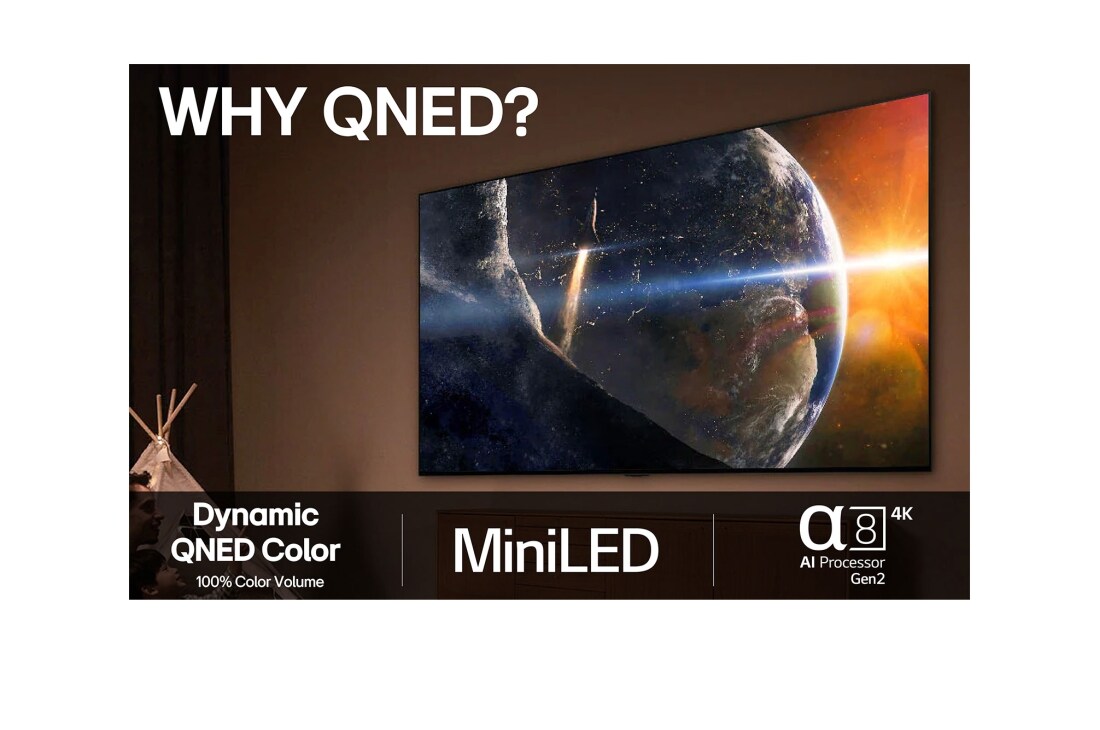 LG 85'' QNED MiniLED AI QNED93 4K Smart TV 2025, 85-tommers LG QNED evo AI QNED93 MiniLED 4K Smart TV 2025, 85QNED93A6A, thumbnail 9