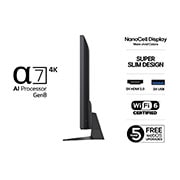 LG 55'' NanoCell AI NANO81 4K Smart TV 2025, Sidevisning fra venstre av LG NanoCell NANO80 TV., 55NANO81A6A, thumbnail 3