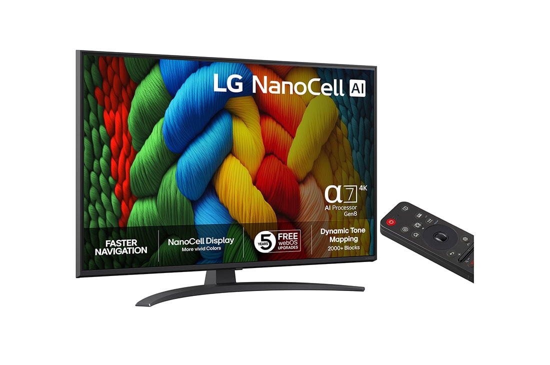 LG 43'' NanoCell AI NANO81 4K Smart TV 2025, Visning bakfra av LG NanoCell NANO80 TV., 43NANO81A6A, thumbnail 2