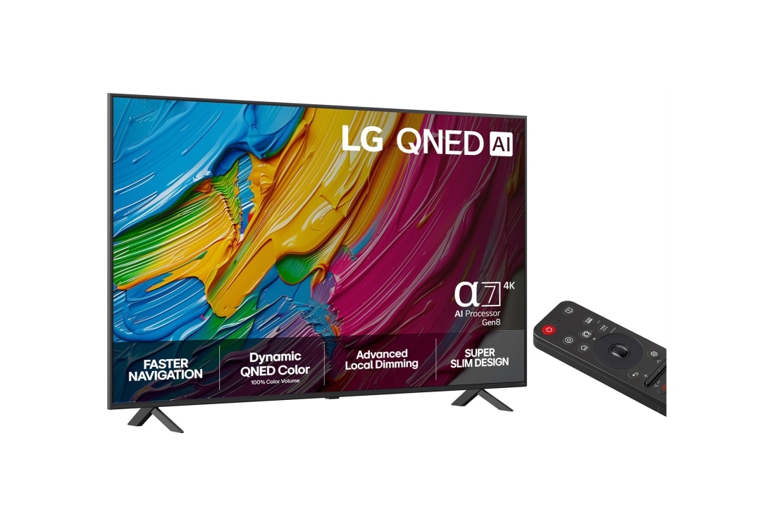 LG 55'' QNED AI QNED8E 4K Smart TV 2025, 55-tommers LG QNED AI QNED8E 4K Smart TV 2025, 55QNED8EA6B, thumbnail 2