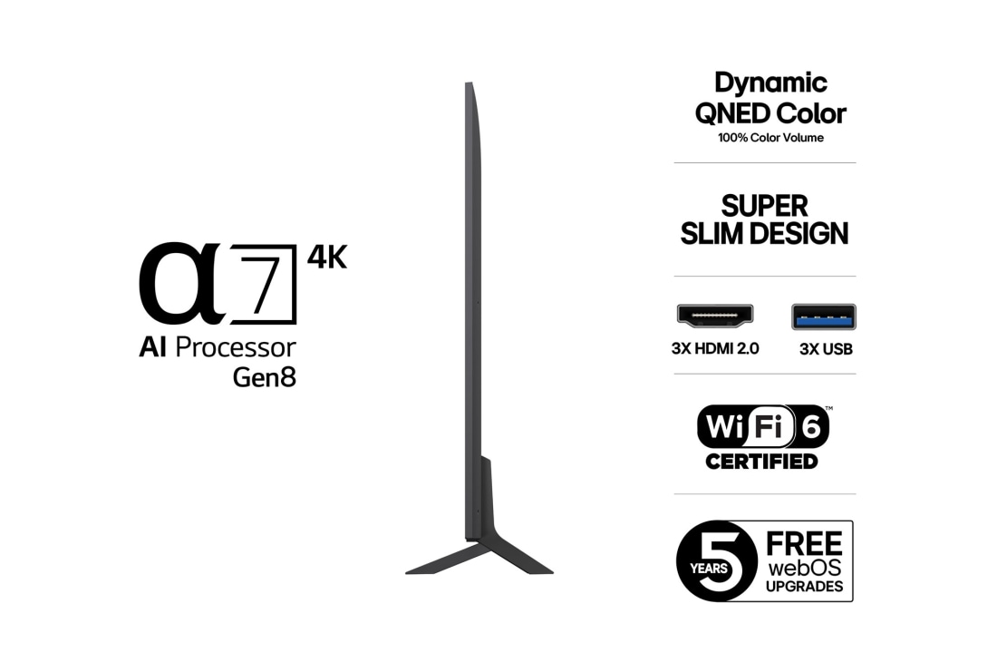 LG 86'' QNED AI QNED8E 4K Smart TV 2025, 86-tommers LG QNED AI QNED8E 4K Smart TV 2025, 86QNED8EA6B, thumbnail 3