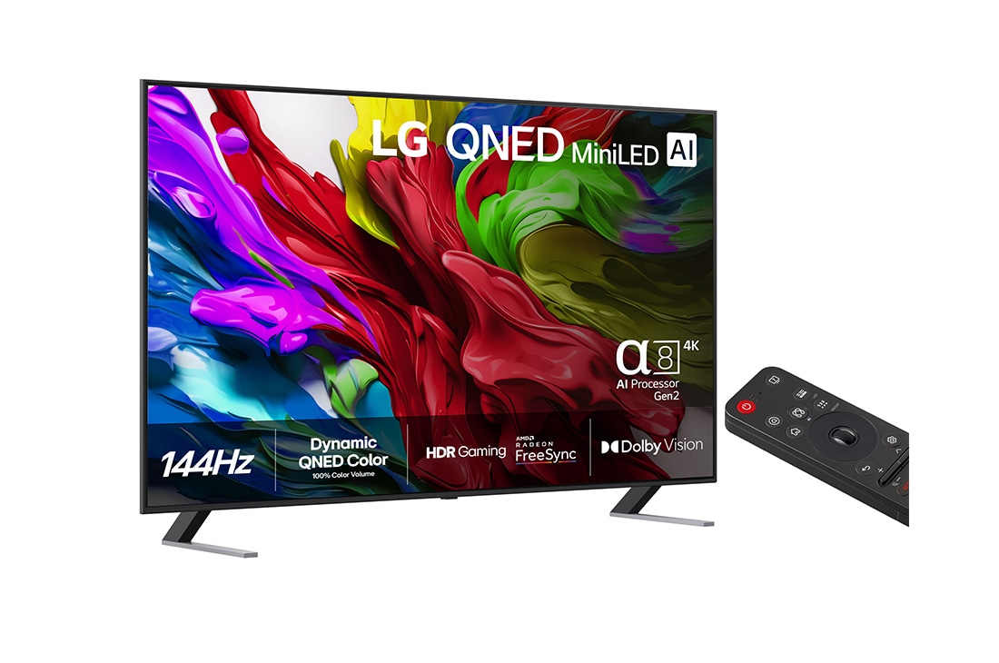 LG 86'' QNED evo MiniLED AI QNED85 4K Smart TV 2025, +45 degree side view, 86QNED85A6C, thumbnail 2