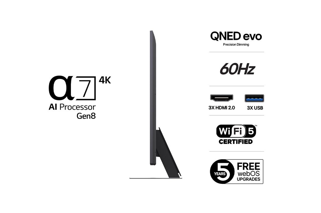 LG 50'' QNED AI QNED86 4K Smart TV 2025, 43-tommers LG QNED evo AI QNED86 4K Smart TV 2025, 50QNED86A6C, thumbnail 3