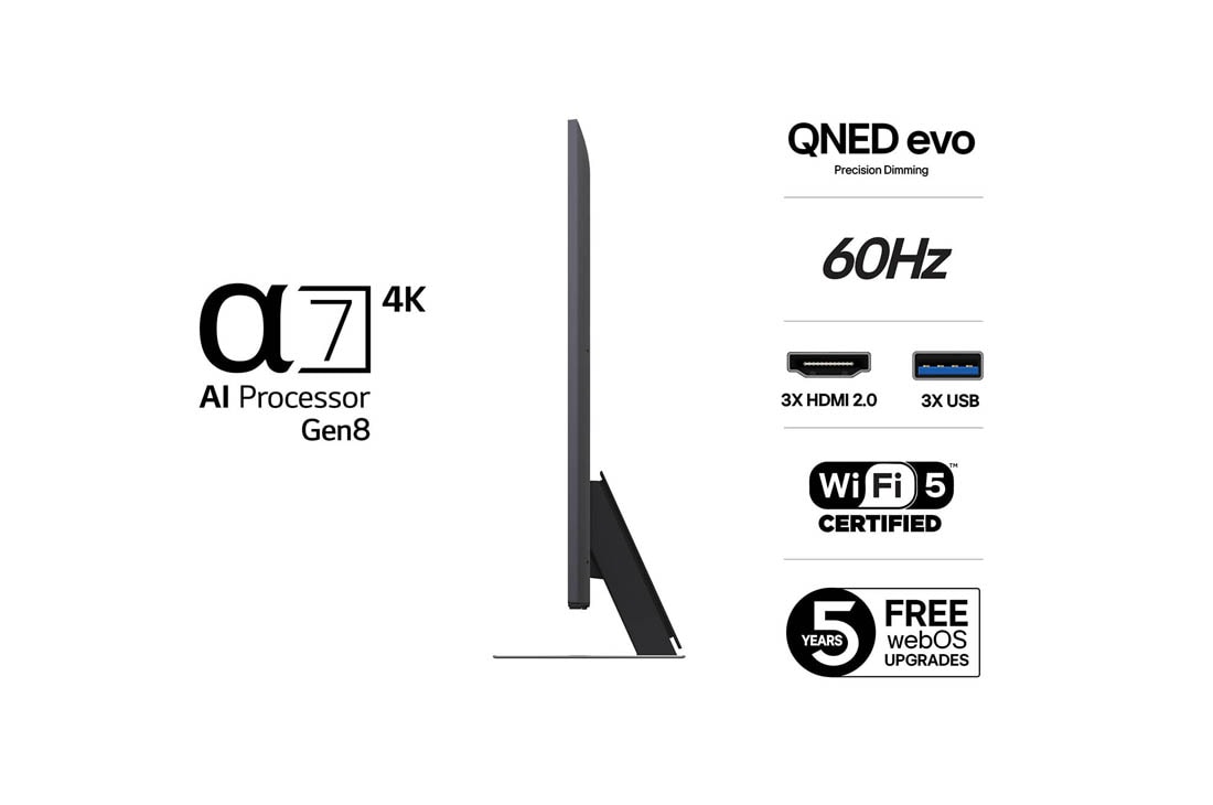 LG 43'' QNED AI QNED86 4K Smart TV 2025, 43-tommers LG QNED evo AI QNED86 4K Smart TV 2025, 43QNED86A6C, thumbnail 3