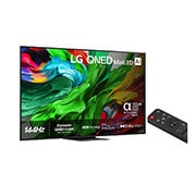LG 65'' QNED MiniLED AI QNED86 4K Smart TV 2025, Visning forfra av LG QNED evo QNED92 TV, LG QNED evo AI-logo i øvre hjørne. LG QNED evo QNED92 TV viser fargerike, malerilignende teksturer som smelter sammen., 65QNED86A6A, thumbnail 2