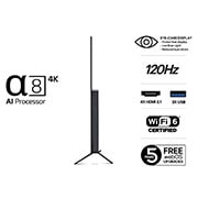 LG 55 tommers LG OLED AI B4 4K Smart TV OLED55B4, Sett forfra med LG OLED TV, OLED B4, 11 Years of world number 1 OLED-emblem og alpha 8 4K AI-prosessor Gen7, OLED55B4ELA, thumbnail 3