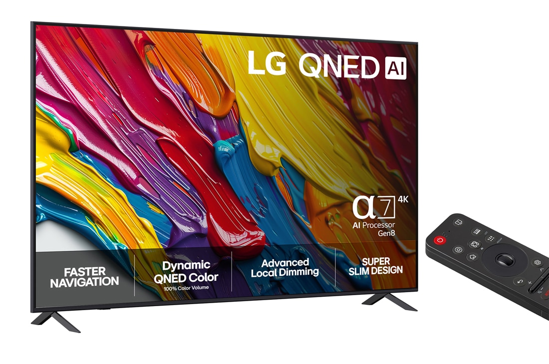 LG 86''  QNED AI QNED82 4K Smart TV 2025, 86-tommers LG QNED AI QNED8E 4K Smart TV 2025, 86QNED82A6B, thumbnail 2