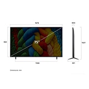 LG 75'' NanoCell AI NANO80 4K Smart TV 2025, Dimensions & Weight, 75NANO80A6B, thumbnail 4
