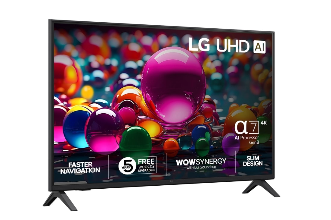 LG 43'' UHD AI UA75 4K Smart TV 2025, Visning bakfra av LG UHD UA75 TV., 43UA75006LA, thumbnail 2
