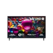 LG 43'' UHD AI UA75 4K Smart TV 2025, Visning forfra av UHD UA75 TV, LG UHD AI-logo øverst i hjørnet. LG UHD TV viser fargerike, maleriske teksturer som smelter sammen., 43UA75006LA, thumbnail 1