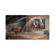 LG 43'' UHD AI UA75 4K Smart TV 2025, Sci-fi-innhold spilles av på en LG TV-skjerm. På skjermen vises grensesnittet for AI Chatbot. Brukeren sendte melding til chatbot om at skjermen er for mørk. Chatbot tilbød løsninger på problemet. Hel, 43UA75006LA, thumbnail 13