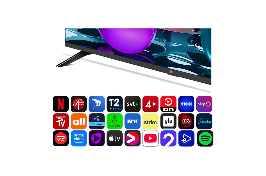 LG 65'' UHD AI UA73 4K Smart TV 2025, Alpha 7 Processor Gen8 lyser opp i gult, og fargerike lynglimt skyter ut fra den. Tittelen sier noe om hvordan prosessoren gir 4K-kvalitet, enestående farge og lysstyrke., 65UA73006LA, thumbnail 5
