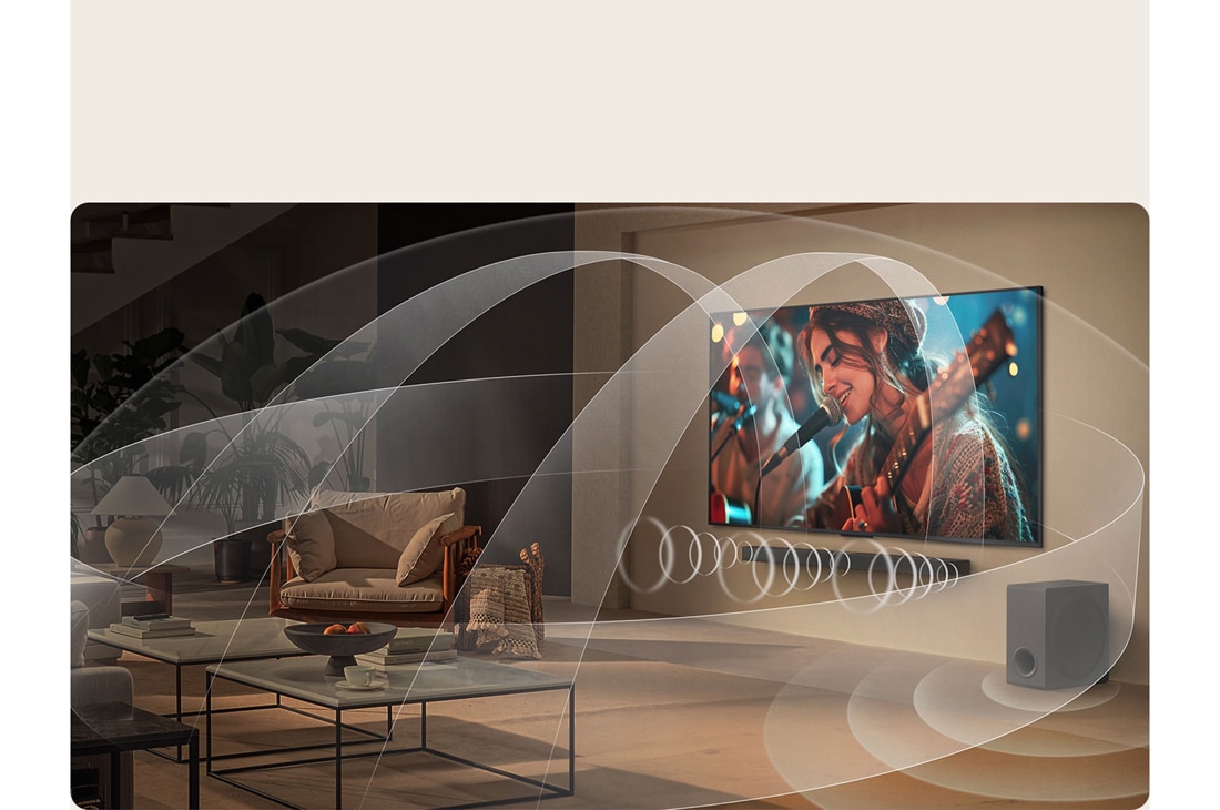 LG 65'' UHD AI UA73 4K Smart TV 2025, Sci-fi-innhold spilles av på en LG TV-skjerm. På skjermen vises grensesnittet for AI Chatbot. Brukeren sendte melding til chatbot om at skjermen er for mørk. Chatbot tilbød løsninger på problemet. Hel, 65UA73006LA, thumbnail 13