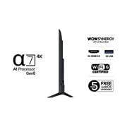 LG 65'' UHD AI UA73 4K Smart TV 2025, Lett vinklet sidevisning mot venstre av LG UHD UA75 TV., 65UA73006LA, thumbnail 3
