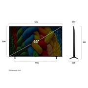 LG 65'' NanoCell AI NANO80 4K Smart TV 2025, Dimensions & Weight, 65NANO80A6B, thumbnail 4