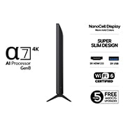 LG 43'' NanoCell AI NANO80 4K Smart TV 2025, detial view, 43NANO80A6B, thumbnail 3