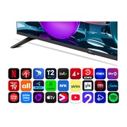 LG 55'' UHD AI UA73 4K Smart TV 2025, Alpha 7 Processor Gen8 lyser opp i gult, og fargerike lynglimt skyter ut fra den. Tittelen sier noe om hvordan prosessoren gir 4K-kvalitet, enestående farge og lysstyrke., 55UA73006LA, thumbnail 5