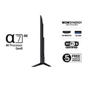 LG 50'' UHD AI UA73 4K Smart TV 2025, Lett vinklet sidevisning mot venstre av LG UHD UA75 TV., 50UA73006LA, thumbnail 3