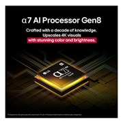 LG 50'' UHD AI UA73 4K Smart TV 2025, Bilde av en jente i rød genser delt i to for å vise venstre side i SDR og høyre side i HDR10 Pro. Høyre side av bildet er skarpere og i kontrast sammenlignewt med venstre side av bildet. Tittelen sier, 50UA73006LA, thumbnail 7