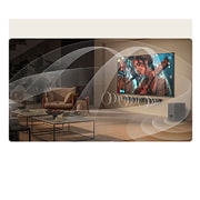 LG 50'' UHD AI UA73 4K Smart TV 2025, Sci-fi-innhold spilles av på en LG TV-skjerm. På skjermen vises grensesnittet for AI Chatbot. Brukeren sendte melding til chatbot om at skjermen er for mørk. Chatbot tilbød løsninger på problemet. Hel, 50UA73006LA, thumbnail 13