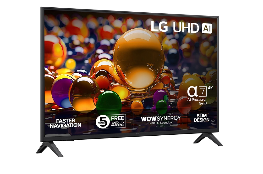 LG 43'' UHD AI UA74 4K Smart TV 2025, Visning bakfra av LG UHD UA74 TV., 43UA74006LB, thumbnail 2