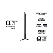 LG 86'' UHD AI UA74 4K Smart TV 2025, Lett vinklet sidevisning mot venstre av LG UHD UA74 TV., 86UA74006LB, thumbnail 3