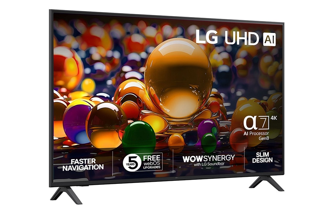 LG 55'' UHD AI UA74 4K Smart TV 2025, Visning bakfra av LG UHD UA74 TV., 55UA74006LB, thumbnail 2