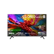LG 85'' QNED evo MiniLED AI QNED92 4K Smart TV 2025, Visning forfra av LG QNED evo QNED92 TV, LG QNED evo Al-logo i øverste hjørne. LG QNED evo QNED92 TV viser fargerike maleteksturer som kommer sammen., 85QNED92A6A, thumbnail 1