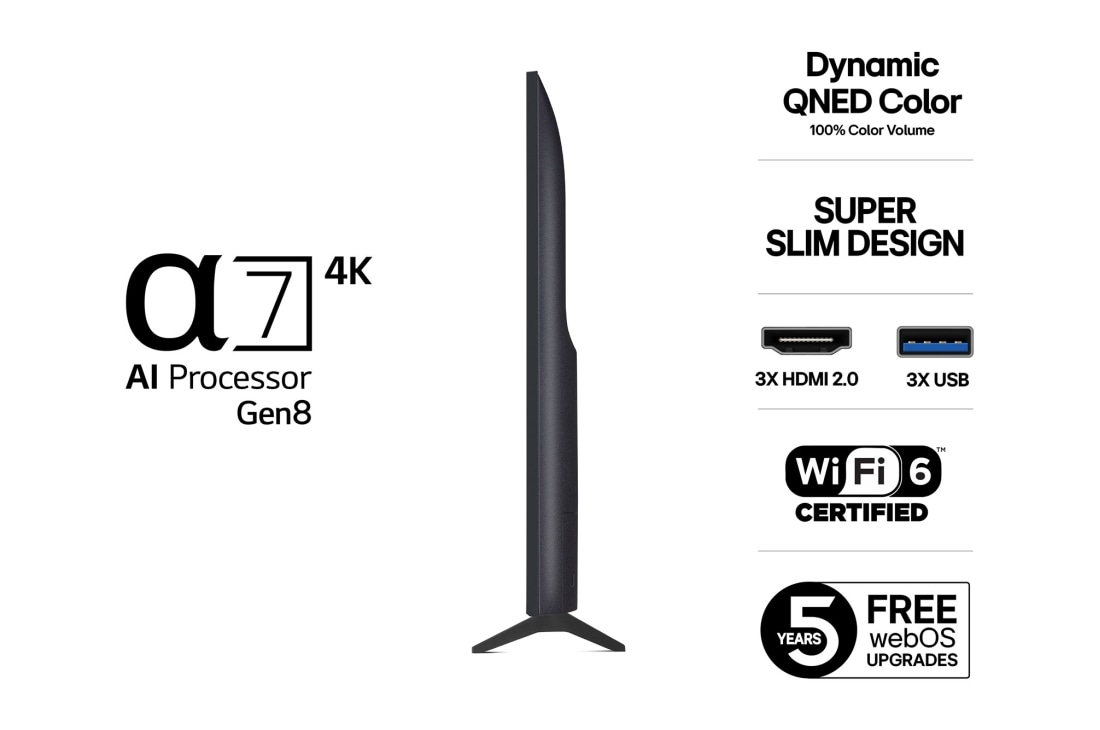LG 43'' QNED AI QNED7E 4K Smart TV 2025, 43-tommer LG QNED AI QNED7E 4K Smart TV 2025, 43QNED7EA6B, thumbnail 3