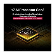 LG 55'' NanoCell AI NANO8E 4K Smart TV 2025, Alpha 7 Processor Gen8 lyser opp i gult, og fargerike lynglimt skyter ut fra den. Tittelen sier noe om hvordan prosessoren gir 4K-kvalitet, enestående farge og lysstyrke., 55NANO8EA6A, thumbnail 6