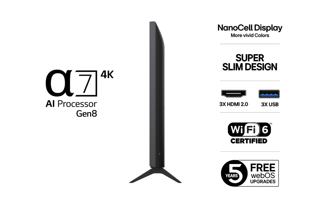 LG 43'' NanoCell AI NANO8E 4K Smart TV 2025, detial view, 43NANO8EA6A, thumbnail 3