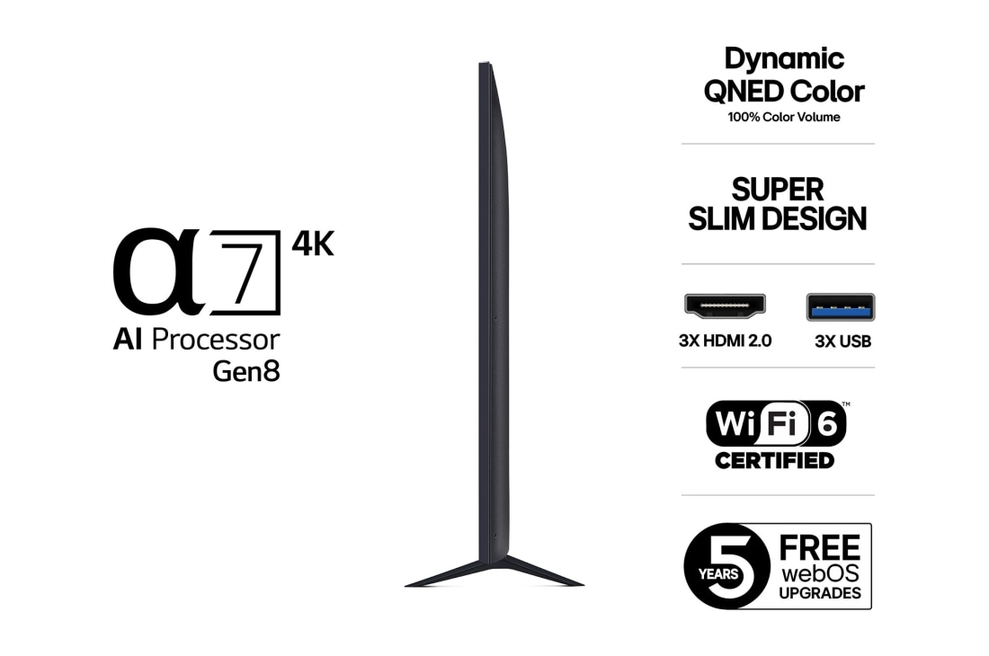 LG 75'' QNED AI QNED7E 4K Smart TV 2025, 75-tommer LG QNED AI QNED7E 4K Smart TV 2025, 75QNED7EA6B, thumbnail 3