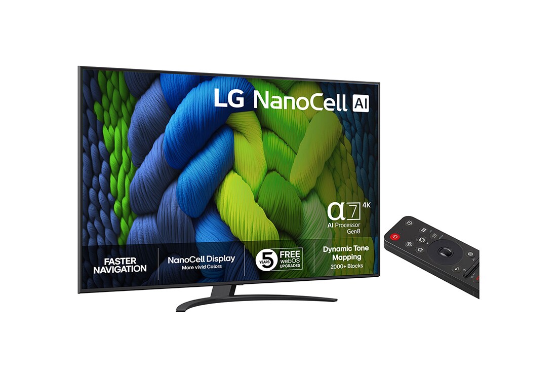 LG 75'' NanoCell AI NANO82 4K Smart TV 2025, side view, 75NANO82A6B, thumbnail 2