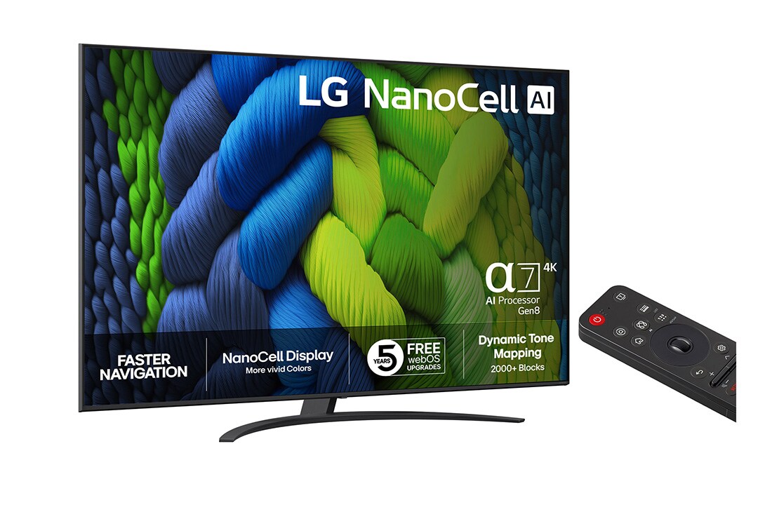 LG 86'' NanoCell AI NANO82 4K Smart TV 2025, side view, 86NANO82A6B, thumbnail 2
