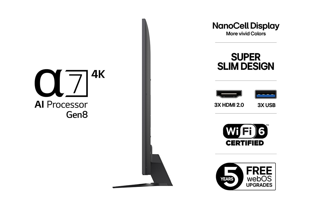 LG 86'' NanoCell AI NANO82 4K Smart TV 2025, detial view, 86NANO82A6B, thumbnail 3