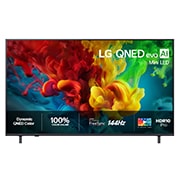 LG 55'' QNED evo MiniLED QNED82 4K AI TV - 2026, Frontbildet av LG QNED evo AI QNED82 Mini LED, lansert i 2026, fyller skjermen med levende, flytende utbrudd av flerfargede, malingslignende bevegelser, mens rikt lagdelte fargeskyer sprer seg jevnt o, 55QNED82B6B, thumbnail 1