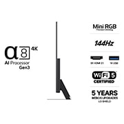 LG 65'' Mini RGB MRGB87 4K AI TV - 2026, side view, 65MRGB87B6B, thumbnail 3