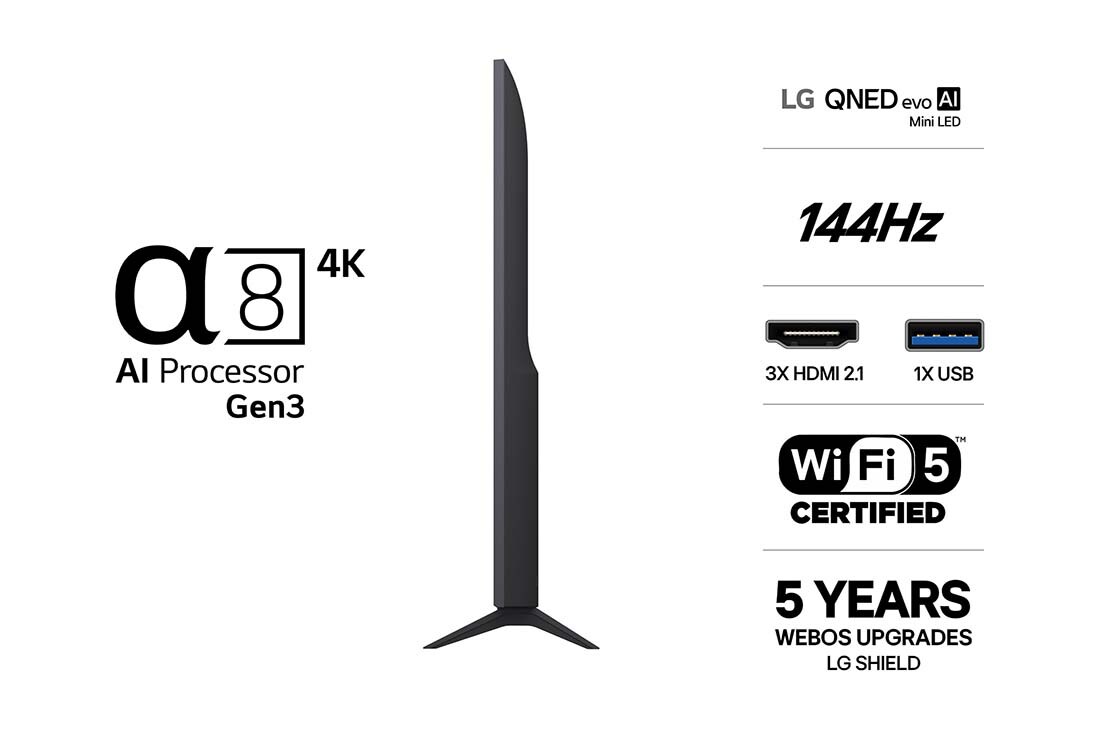 LG 65'' QNED evo MiniLED QNED82 4K AI TV - 2026, LG QNED evo AI QNED82 Mini LED med Dynamic QNED Color Pro fyller skjermen med levende, flytende utbrudd av flerfarget, malinglignende bevegelse, og viser forbedret fargekraft som er sertifisert for 10, 65QNED82B6B, thumbnail 3
