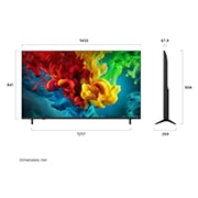 LG 65'' QNED evo MiniLED QNED82 4K AI TV - 2026, LG QNED evo AI QNED82 Mini LED fremhever hvordan Mini LED-teknologien gjengir skarpere steinstrukturer og klarere havdetaljer enn konvensjonell LED i en delt kystklippescene, og gir dypere svartnivåer, 65QNED82B6B, thumbnail 4