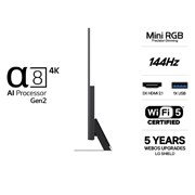 LG 75'' Mini RGB MRGB88 4K AI TV - 2026 , 75MRGB88B6B, thumbnail 3