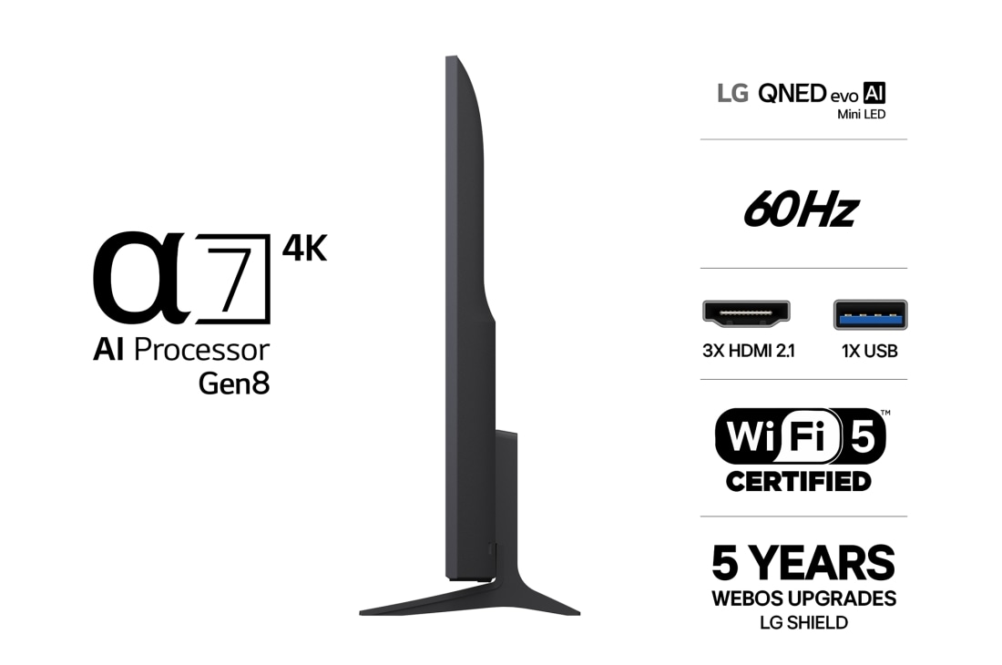 LG 75'' QNED evo MiniLED QNED81 4K AI TV - 2026, LG 75" QNED evo MiniLED QNED81 4K AI TV - 2026, 75QNED81B6A, thumbnail 3