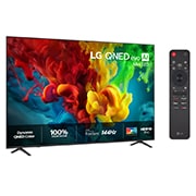LG 85'' QNED evo MiniLED QNED82 4K AI TV - 2026, Visning forfra av LG QNED evo AI QNED82 Mini LED, lansert i 2026, viser levende og flytende eksplosjoner av tette fargeskyer på skjermen, med Dynamic QNED Color Pro, Mini LED, alpha 8 AI Processor 4K , 85QNED82B6A, thumbnail 2