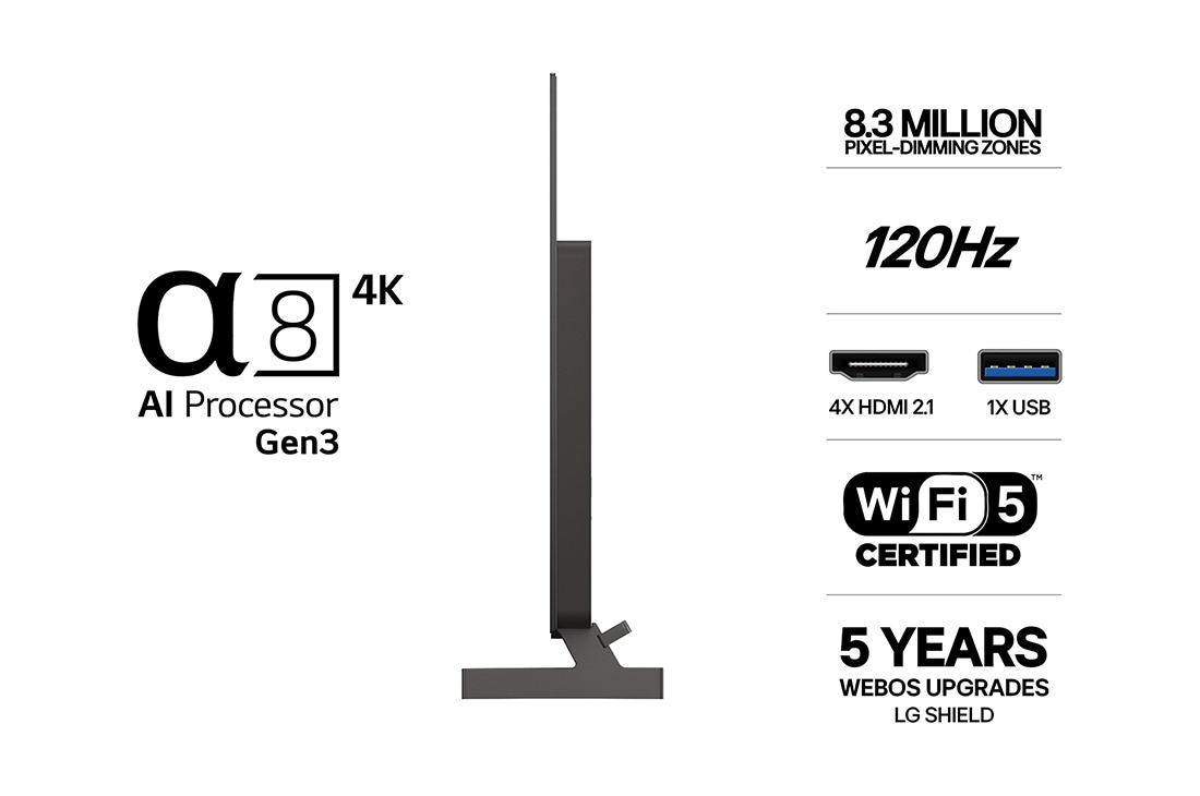 LG 48'' OLED B65 4K AI TV - 2026, LG OLED AI B6 har AI Hub for persontilpasning, med et AI-ikon over fjernkontrollen omgitt av etiketter for Multi AI Search, AI Concierge, AI Voice ID med My Page, AI Chatbot, AI Picture Wizard og AI S, OLED48B65LA, thumbnail 3