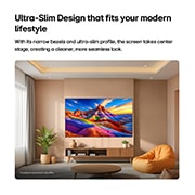 LG 48'' OLED B65 4K AI TV - 2026, LG OLED AI B6 er veggmontert i et stilfullt oppholdsrom, med et ultratynt design med smale rammer, og viser et regnbuefarget landskap med lagdelte fjellformasjoner på skjermen., OLED48B65LA, thumbnail 11